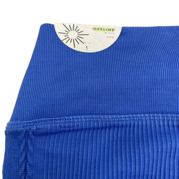 NWT OFFLINE By Aerie Hi-Rise Seamless Cable 7/8 Leggings Sz XS Blue - Picture 7 of 7